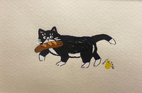 パンをくわえたねこ