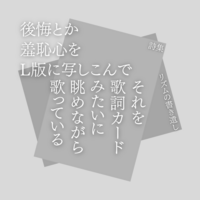 後悔とか羞恥心をL版に写しこんでそれを歌詞カードみたいに眺めながら歌っている