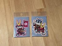 侍黒柴ステッカ【小・2枚セット】(イラスト:こやまけいこ先生)