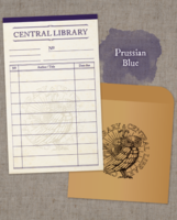 【グッズ】図書貸出票型メッセージカード:青(蔵書票シリーズ)