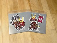 侍黒柴ステッカ【大・2枚セット】(イラスト:こやまけいこ先生)